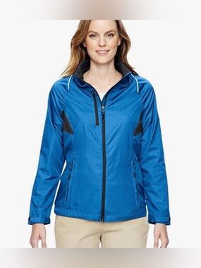 Team 365 Ladies' Dominator Waterproof Jacket Sport Royal black contrast panels